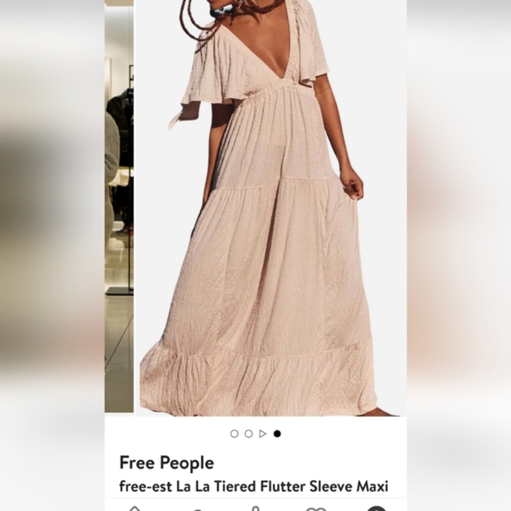 Free People La-La Cream Maxi Dress SIZE XL